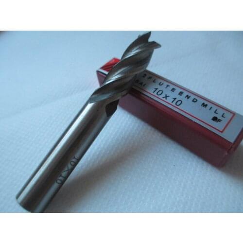 Fixmee 2pcs New 10*10mm HSS CNC Straight Shank 4 Flute End Mill Milling Cutter Metal Drill Bits Cutting