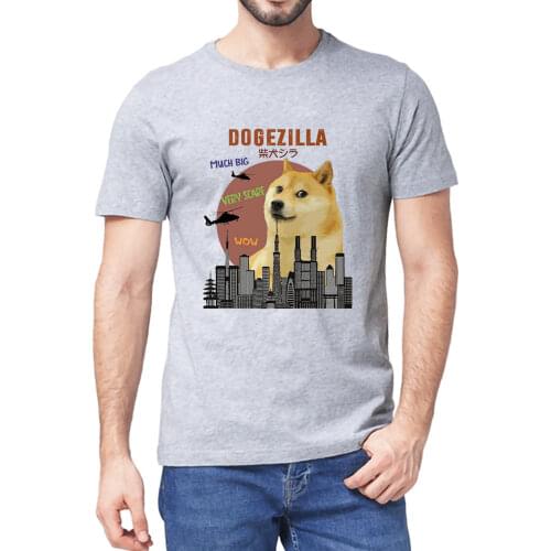Unisex 100% Cotton Dogezilla Funny Doge Meme Shiba Inu Dog Sunset Vintage Summer Mens T-Shirt Harajuku Streetwear Womens Tee