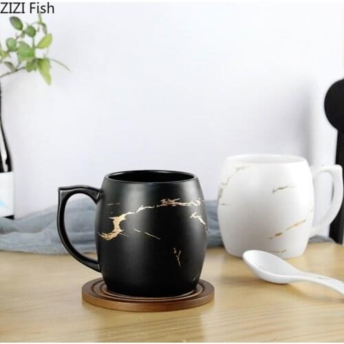 Imitation Marble Milk Cup Black and White Ceramic Mug European Style Home Hotel Decoration Coffee Cup Office Water Cup Drinkware