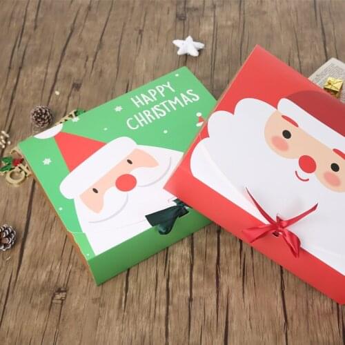 5/10pcs Square Merry Christmas Paper Packaging Box Santa Claus Favor Gift Box Happy New Year Chocolate Candy Box Party Supplies