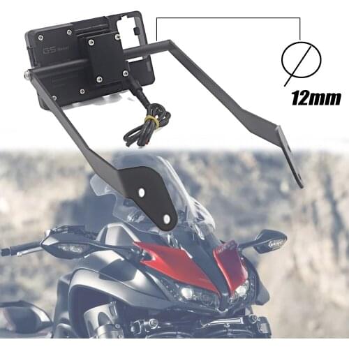 Black for YAMAHA NIKEN 900 NIKEN900 NIKEN GT 2018 2019 2020 Motorcycle Mobile Phone Navigation Bracket Support 12MM USB charging