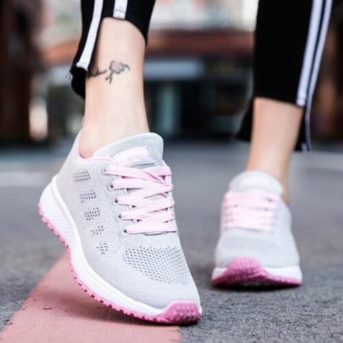 Summer Light Weight Sports Woman Sneakers Women Sport Shoes Ladies Running Shoes for Women Gray Pink Athletic Tennis Gym B-534