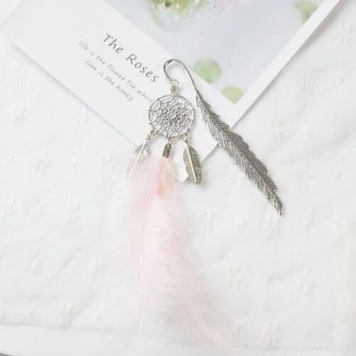 Girl Heart Feather Metal Pendant Hollow Cute Creative Colorful Stationery Bookmarks Book Clip Office Accessories School Supplies