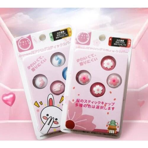 Cute Sakura Pink Flower Nintend Thumb Stick Grip Cap Joystick Cover For Nintendo Switch Lite Joy-con Controller Thumbstick Case
