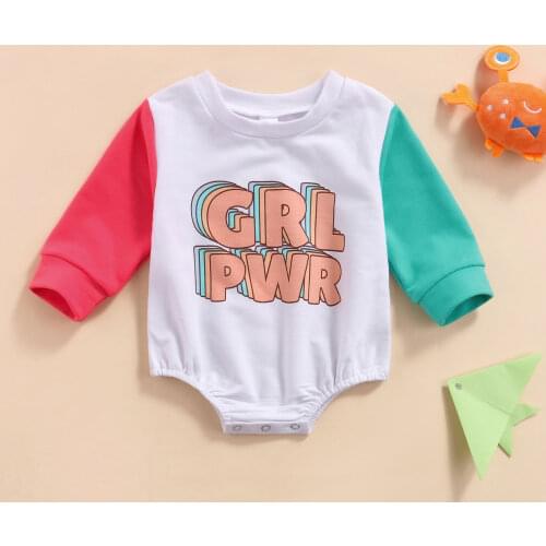 FOCUSNORM 0-24M Lovely Baby Girls Boys Sweatshirt Romper Tops Letter Printed Patchwork Long Sleeve Autumn Jumpsuits