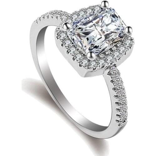 Fashion Rings Show Elegant Temperament Jewelry Womens Girls White Silver Filled Wedding Ring