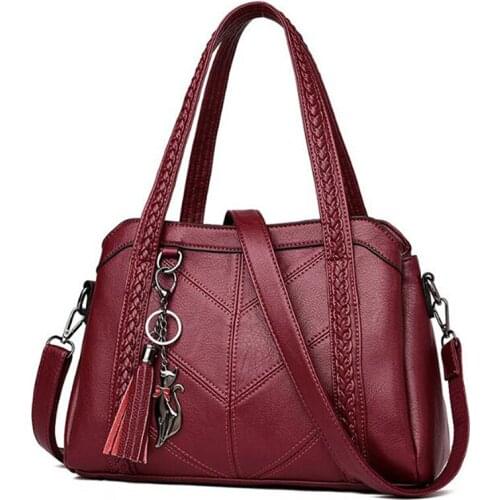 Fashion Women Handbags Tassel PU Leather Totes Bag Top-handle Embroidery Crossbody Bag Shoulder Bag Lady Simple Style Hand Bags