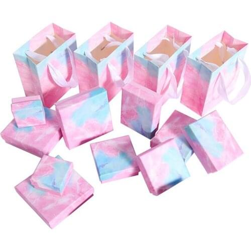 Marble Gift Jewelry Box Ring Earrings Sponge Storage Container Package Bag Jewelry Organizer Storage Box Necklace Earrings Ring