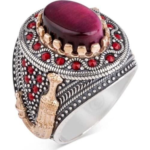 Men Silver Ring Vintage Red Agate Stone Silver Ring Made In Turkey Solid 925 Sterling Silver