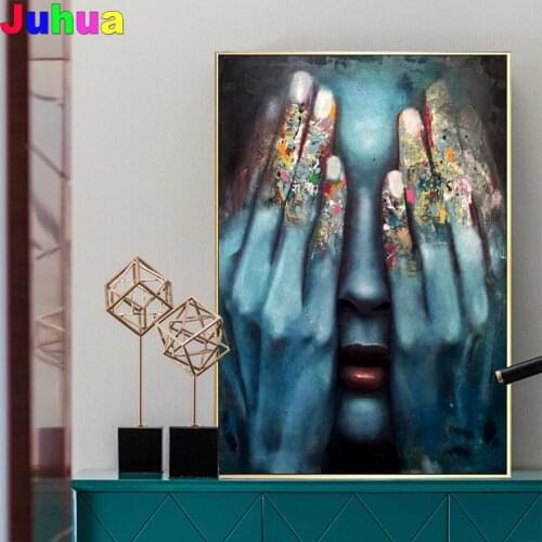 Woman Hands Cover face Graffiti Art Full Diamond Embroidery 5d Diy Diamond Painting Stitch Kits Home Decor Diamond Pattern
