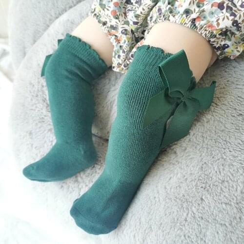 Newborn Baby Socks Toddlers Girls Big Bow Knee High Long Soft 100% Cotton Lace Tube Kids Sock Children Socks For 0-5 Years Old