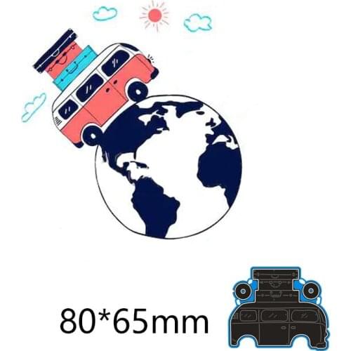 New Arrival Travel bus Frame Cutting Dies Stencil DIY Scrapbooking Photo Album Embossing Decor Paper Card Craft 80*65mm