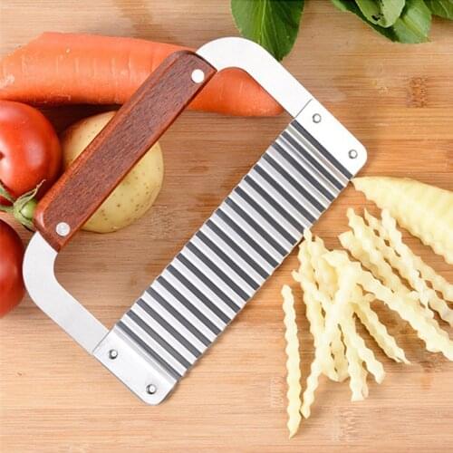 French Fry Cutter Crinkle Potato Slicer Serrated Blade Stainless Steel Carrot Cucumber Handmade Wave Knife Noodles Chopper