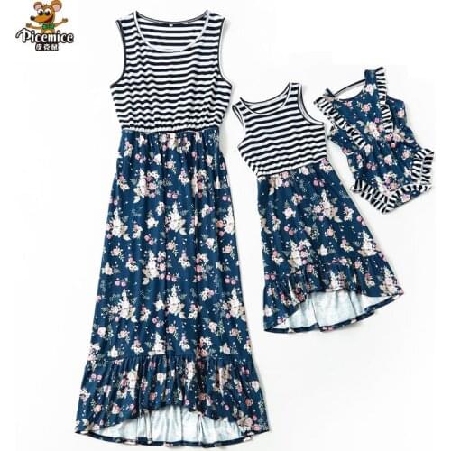 Mother Daughter Dresses Matching Mommy And Me Clothes Family Look Mom Mum Baby And Girls Dress Family Outfits Highwaist Tank