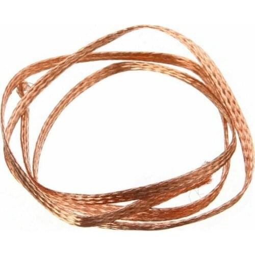 1m 3.3ft 6mm Flat Pure Copper Cable Bare Copper Braid Wire Shielding Ground Lead