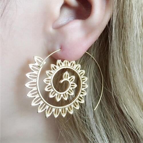 Simple Women Spiral Alloy Water Drop Shape Geometric Party Hoop Earrings Fashion Lady Eardrop Jewelry