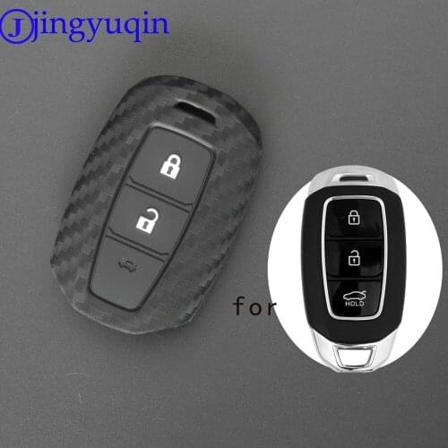 Jingyuqin Remote Silicone Car Key Case For Hyundai i30 Ix35 Solaris Azera Elantra Grandeur Ig Accent Santa Fe Verna 2017 2018