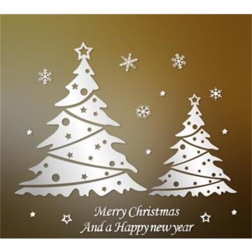 Christmas tree snowflake star star Festive atmosphere Store shop office door decoration sticker window sticker