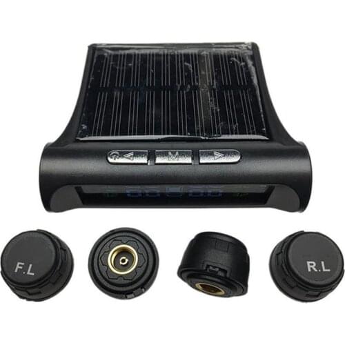 Solar Power USB TPMS Car Tire Pressure Monitoring System Warning For SUV Temperature 4 Internal Sensors / External LCD N6G7