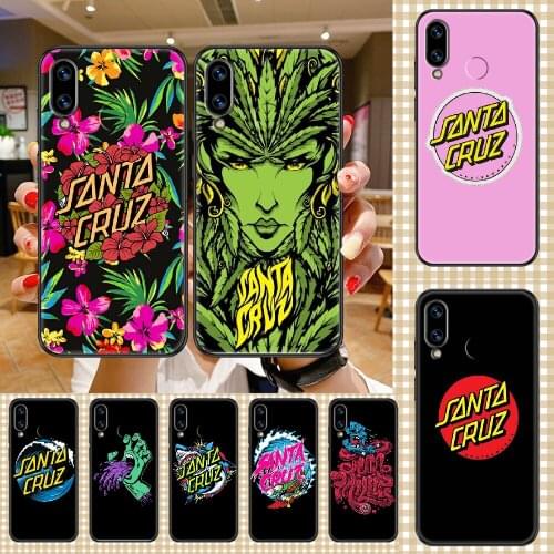 Skateboards Art Santa Cruz Phone case For Huawei Honor 6 7 8 9 10 10i 20 A C X Lite Pro Play black luxury back art funda soft