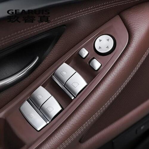Car Styling Door Armrest panel Covers Stickers for BMW 5 6 series F10 F18 F07 5gt Window Glass Lifting Buttons Auto Accessories
