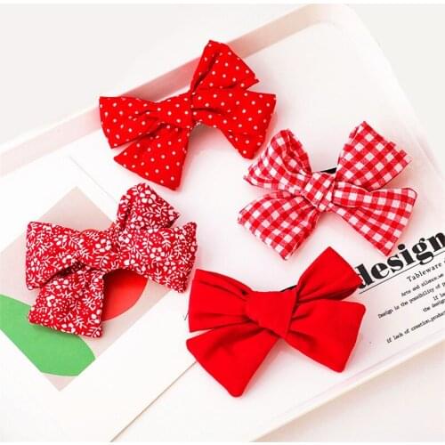 Sweety Red Ribbon Hairgrips Girls Cute Hairpin For Women Trendy Ladies Hair Clip New Barrette Hair Accessories New Year Gifts