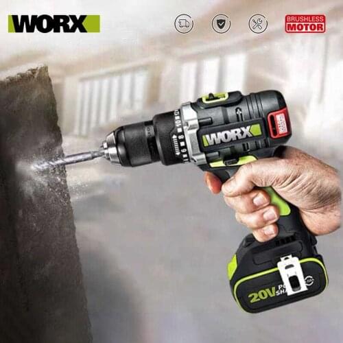 Worx WU189 Impact Drill 20v 60Nm 32000bpm Brushless Motor Adjust Torque Cordless Professional Tool Rechargerable Battery