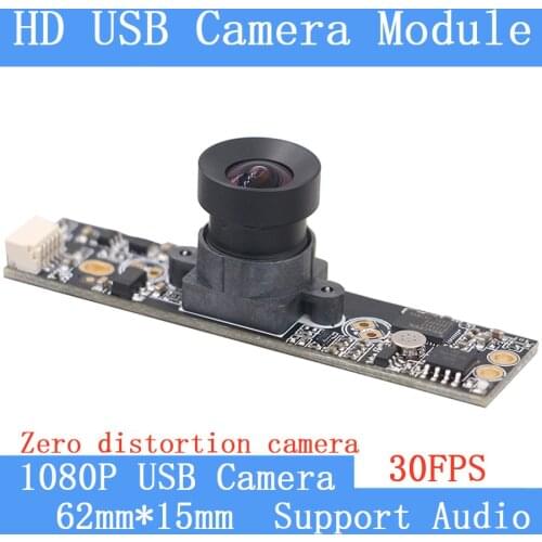 Industrial Surveillance 95° Zero Distortion 2MP HD 1080P Webcam UVC Linux 30FPS USB Camera Module With Microphone