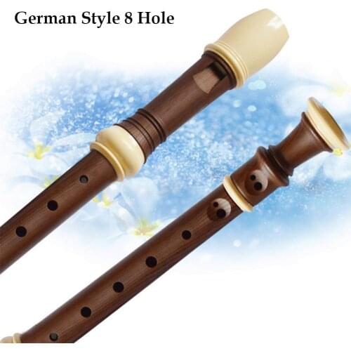 Soprano Recorder 8 Holes Long Flute German Style C Key Colorful Transparent Recorders Music Instrument with Cleaning Rod