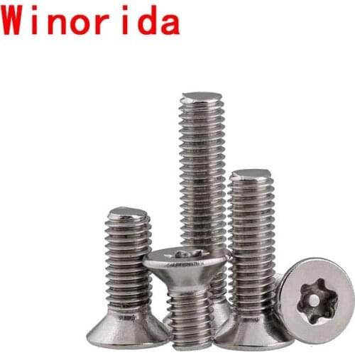 Countersunk Head Plum Blossom Screw with Column 304 Stainless Steel Flat Head Anti-theft Screw with Needle M3-M6 20pcs