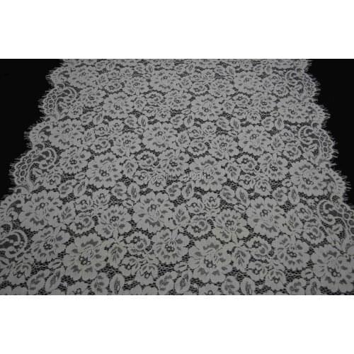 High Quality Bridal Lace Cotton Fabric meter Soft swiss flower trim with double sides eyelashes for garment