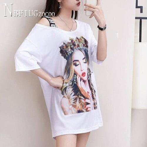 2020 Expose Shoulder Short Sleeve Women T Shirt Korean Sexy Plus Size Female Tee Shirts