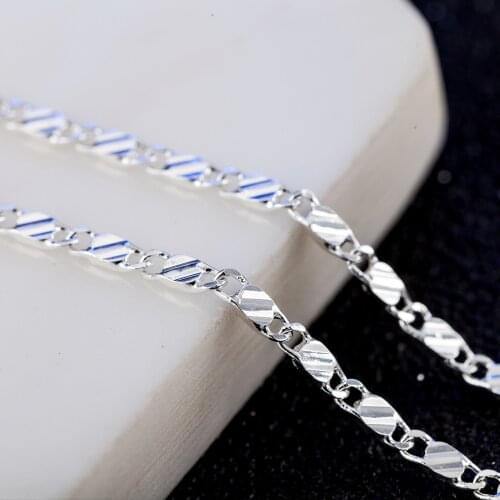 2021 Fashion Women 2MM Silver Gold plated chain necklace link chain necklace Choker Necklace Jewelry Gift