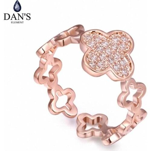DANS Element Brand Real AAA Zirconia Micro Inlays Rose Gold Color Ring Party For Women Valentine Gift129810
