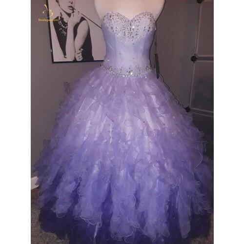 Bealegantom Lilac Quinceanera Dresses 2019 Ball Gown Appliques Crystals Lace Up Debutante Puffy Sweet 16 Party Dress QA1454