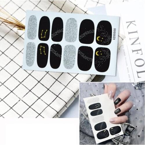 ENDRRFLL 1pc/12tips Glittering starry sky plastic bottom galaxy nail sticker water splash sticker charm design