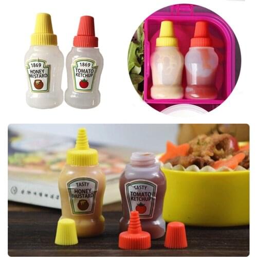 2Pcs 25ML Small Plastic Condiment Squeeze Bottle Portable Tomato Ketchup Squirt Bottle for Sauce BBQ Salad Dressing Container