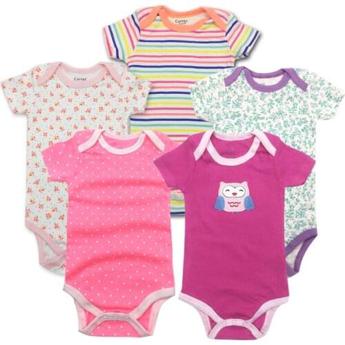 5pcs Summer Baby Rompers Cotton Short Sleeve Boys Girls Onesies Clothes Set Toddler Infant Jumpsuits Playsuit baby Clothing