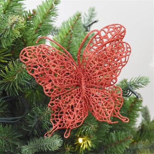 6pcs Christmas Tree Ornaments Christmas Simulation Butterfly Xmas Ornament Christmas Tree Decorations For Home Navidad