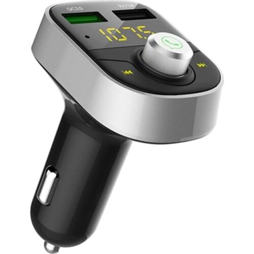 Haina Car Charger QC3.0 Fast Charger FM Transmitter Bluetooth Mp3 Player Car Bluetooth Handsfree TF Card LED Screen