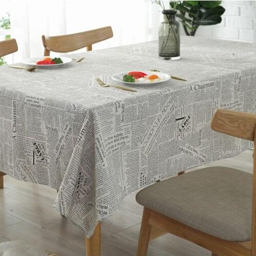 Free shipping Literary newspaper tablecloth Nordic cotton linen cloth art small fresh lattice desk coffee table table cloth