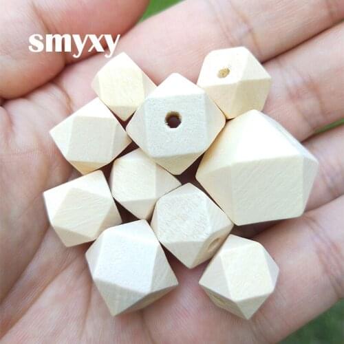 10/12/14/16/18/20mm Natural Color Geometric Polygon Wood Beads DIY Wooden Spacer Bead Jewelry Making Accessories