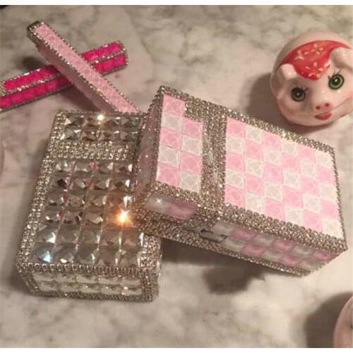6.3* 9.5* 3.2CM Cigarette case 20 cigarette Handmade sticky flashing diamond automatic metal Cigarettes case box for women