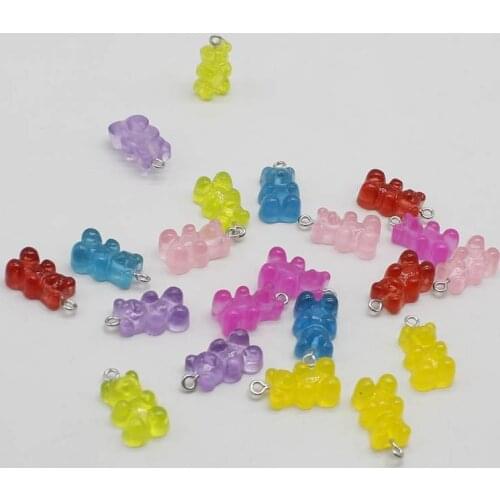 10pcs colorful candy color bear cartoon resin accessories glue epoxy phone case pendant handmade diy earrings necklace ke