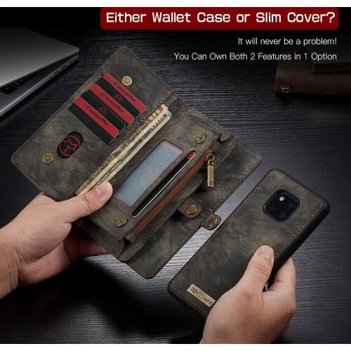 Pu Leather Wallet Case Photo Card Slot Zipper Purse Detachable Magnetic Cover For Huawei Mate 20 / Mate 20 Pro