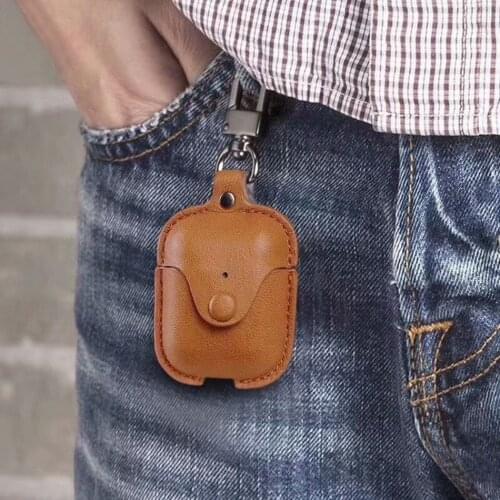 Wireless Headphone Case For Airpods Case Genuine Leather Luxury Cover For Apple Air Pods Protective Key Ring Accessoires Box Bag