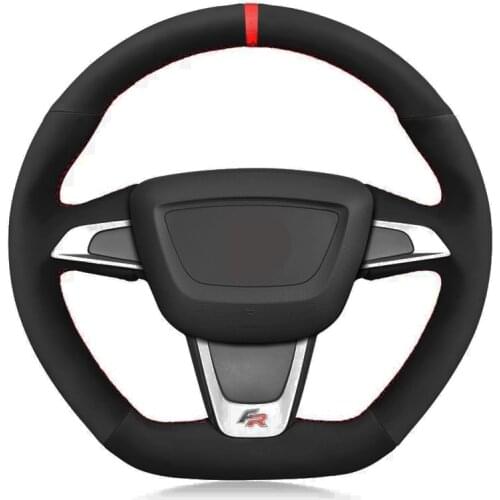 Car Steering Wheel Cover Soft Black Suede For Seat Ibiza (6J) (FR) 2012-2015 Ibiza (6J) (CUPRA) 2012-2015 Mii FR 2013-2020