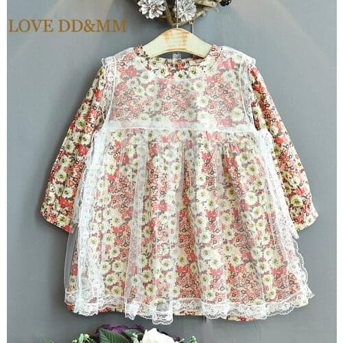 LOVE DD&MM Girls Dresses 2021 Autumn New Children Flower Casual Lace Long-Sleeved Princess Dress For Girls Clothing Costume