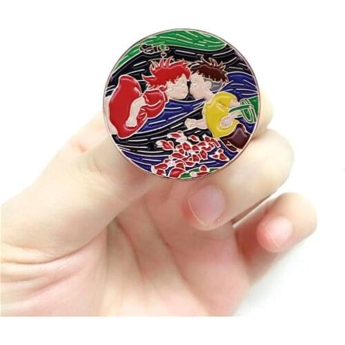 Ponyo on the Cliff Ponyo Enamel Pin sea Badge Enamel Brooches Women Men Lapel Pin Hat Badge Cartoon Cute Metal Figure