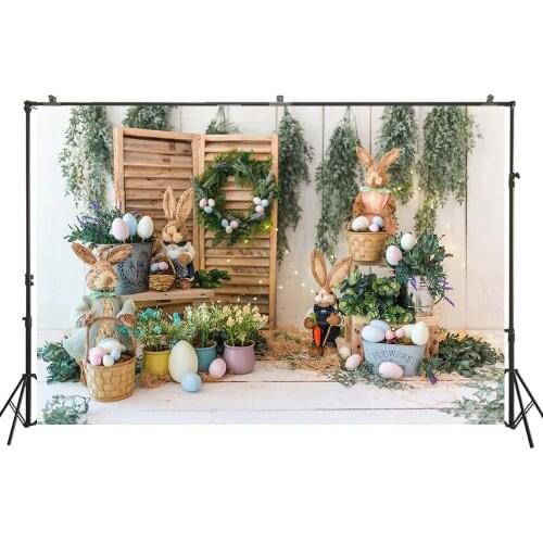 HUAYI Photography Backdrop Easter Spring Bunny Eggs Baby Child Birthday Customize Photo Background Studio Portraits Props W4291